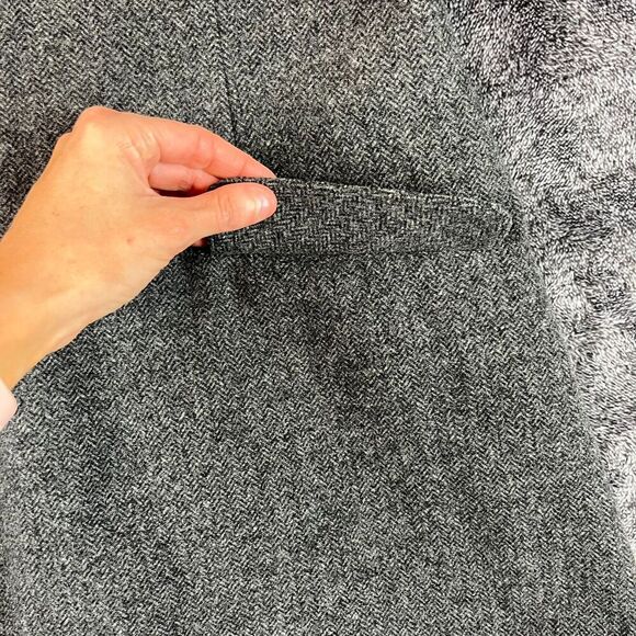 Vtg Eddie Bauer Wool Blend Herringbone Gray Shift Dress Women's 14P V-Neck - Picture 4 of 10